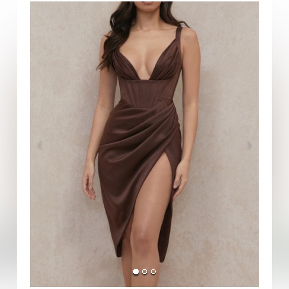 Chocolate Brown Satin Corset Dress
